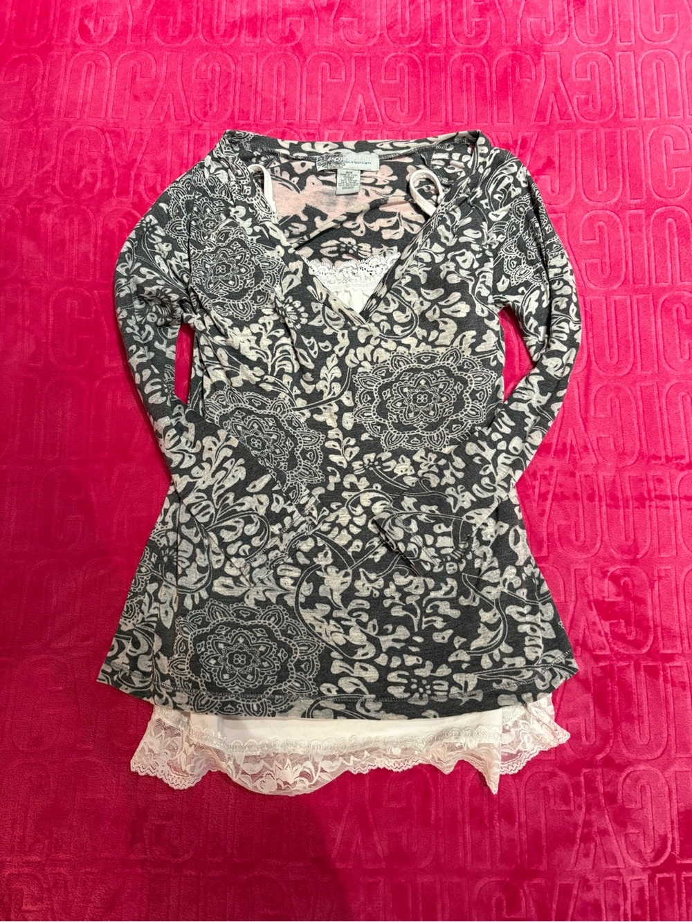 Y2K Point Zero Lace Layered Long Sleeve Top